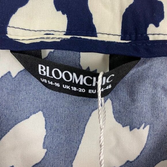 Bloom Chic NWT Notched Leopard Print Navy Cap Ruffle Sleeve Dress 14/16 - Picture 14 of 16